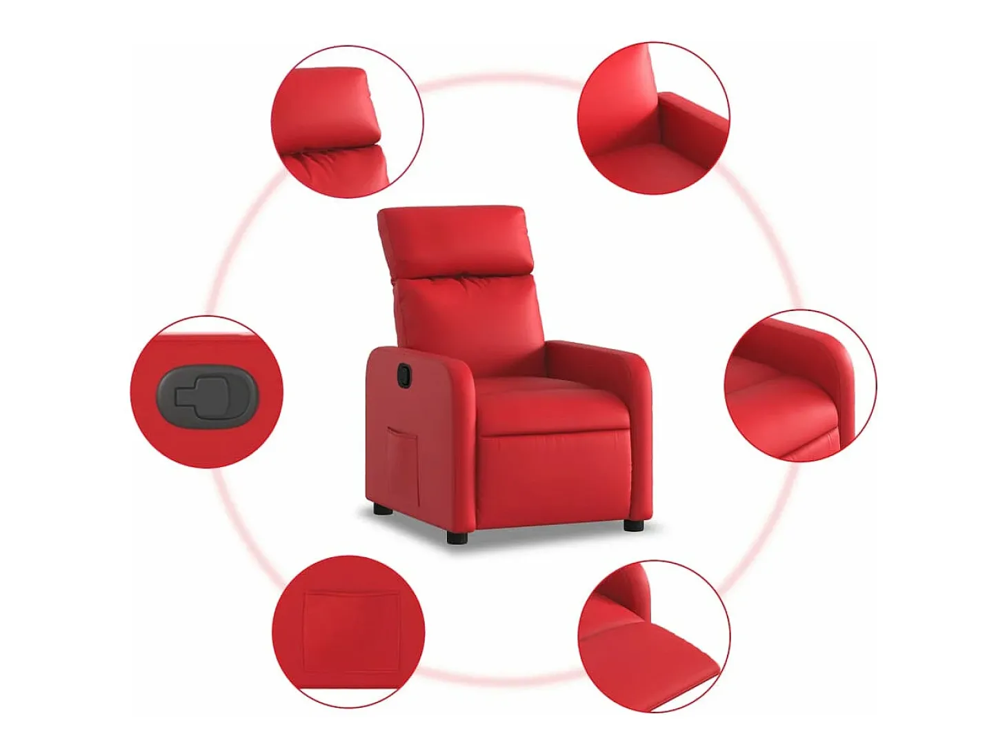 Poltrona reclinável couro artificial vermelho PT586220