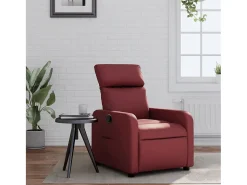 Poltrona reclinável couro artificial vermelho tinto SHL400892