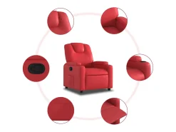 Poltrona reclinável couro artificial vermelho