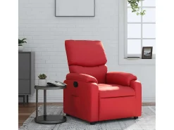 Poltrona reclinável couro artificial vermelho SHL384242