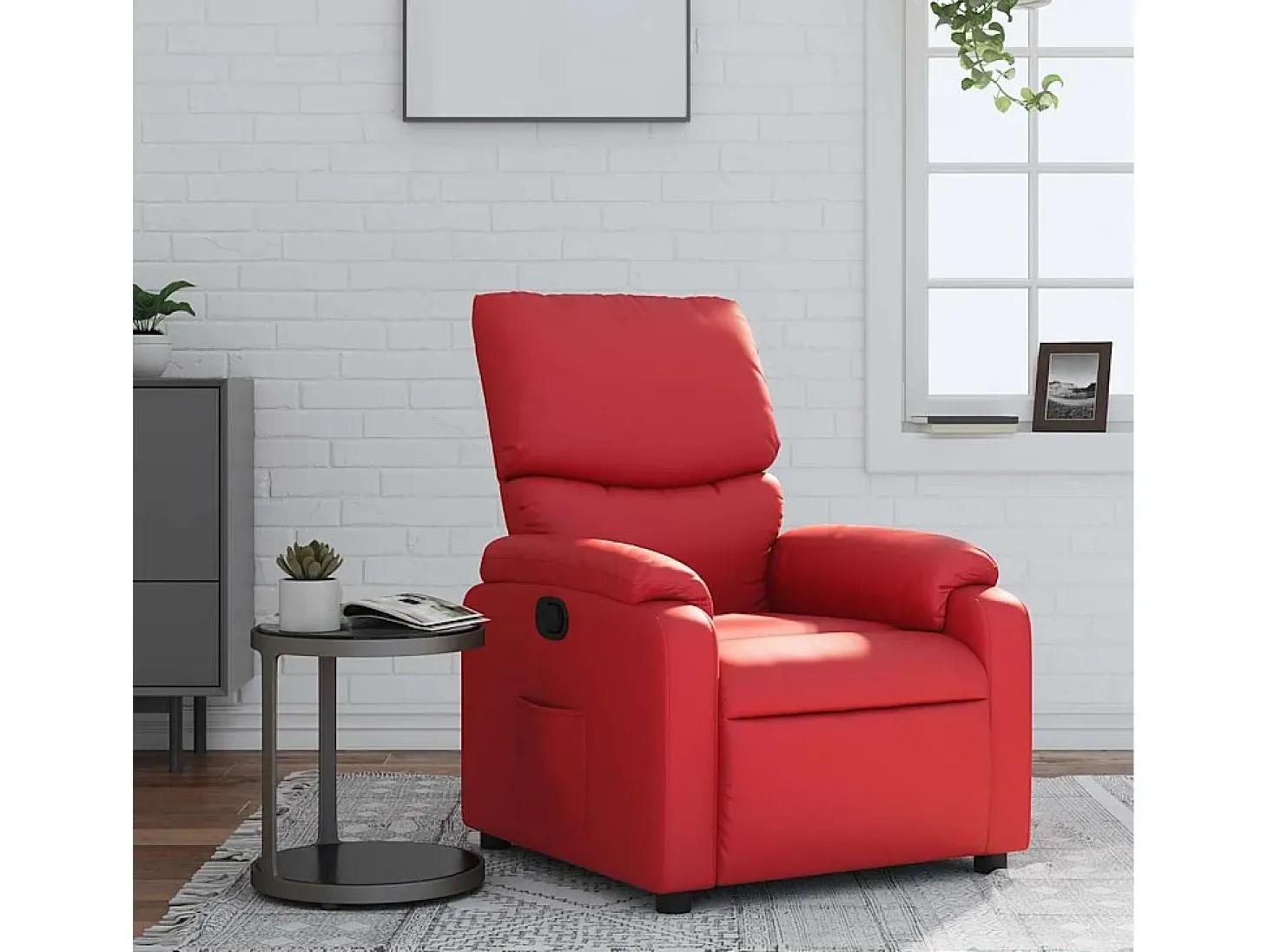Poltrona reclinável couro artificial vermelho SHL384242