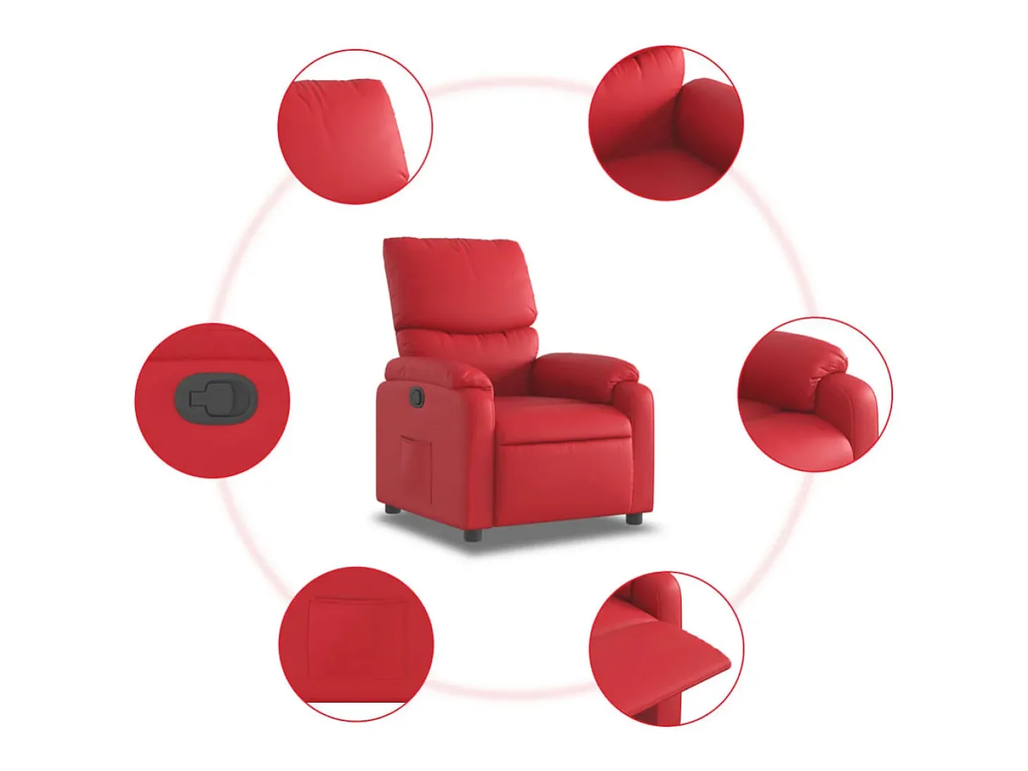 Poltrona reclinável couro artificial vermelho SHL384242