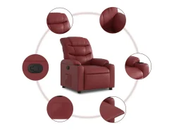 Poltrona reclinável couro artificial vermelho tinto