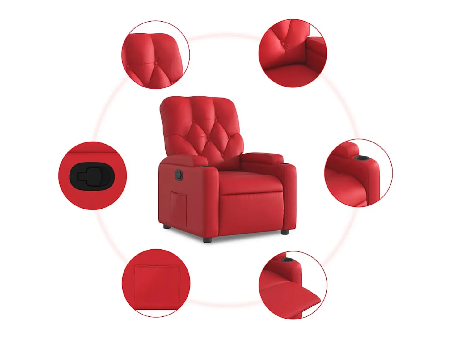 Poltrona reclinável couro artificial vermelho SHL100304