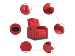 Poltrona reclinável couro artificial vermelho SHL20551