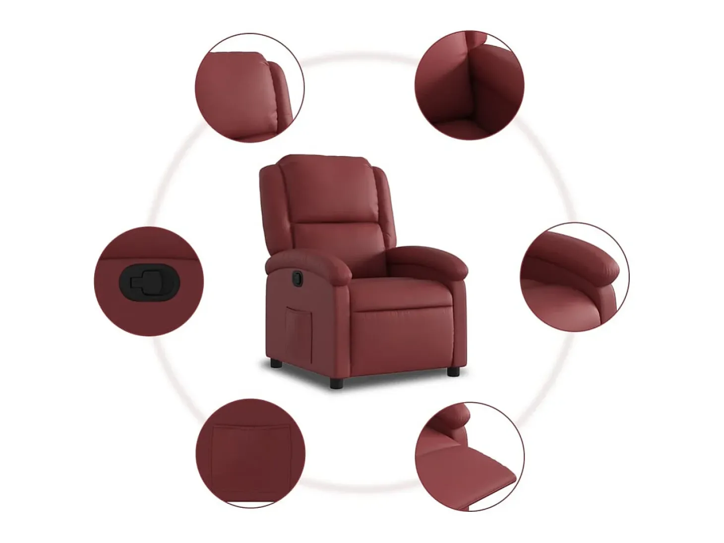 Poltrona reclinável couro artificial vermelho tinto SHL797727