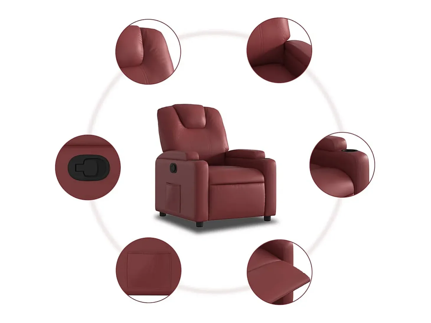 Poltrona reclinável couro artificial vermelho tinto SHL521966