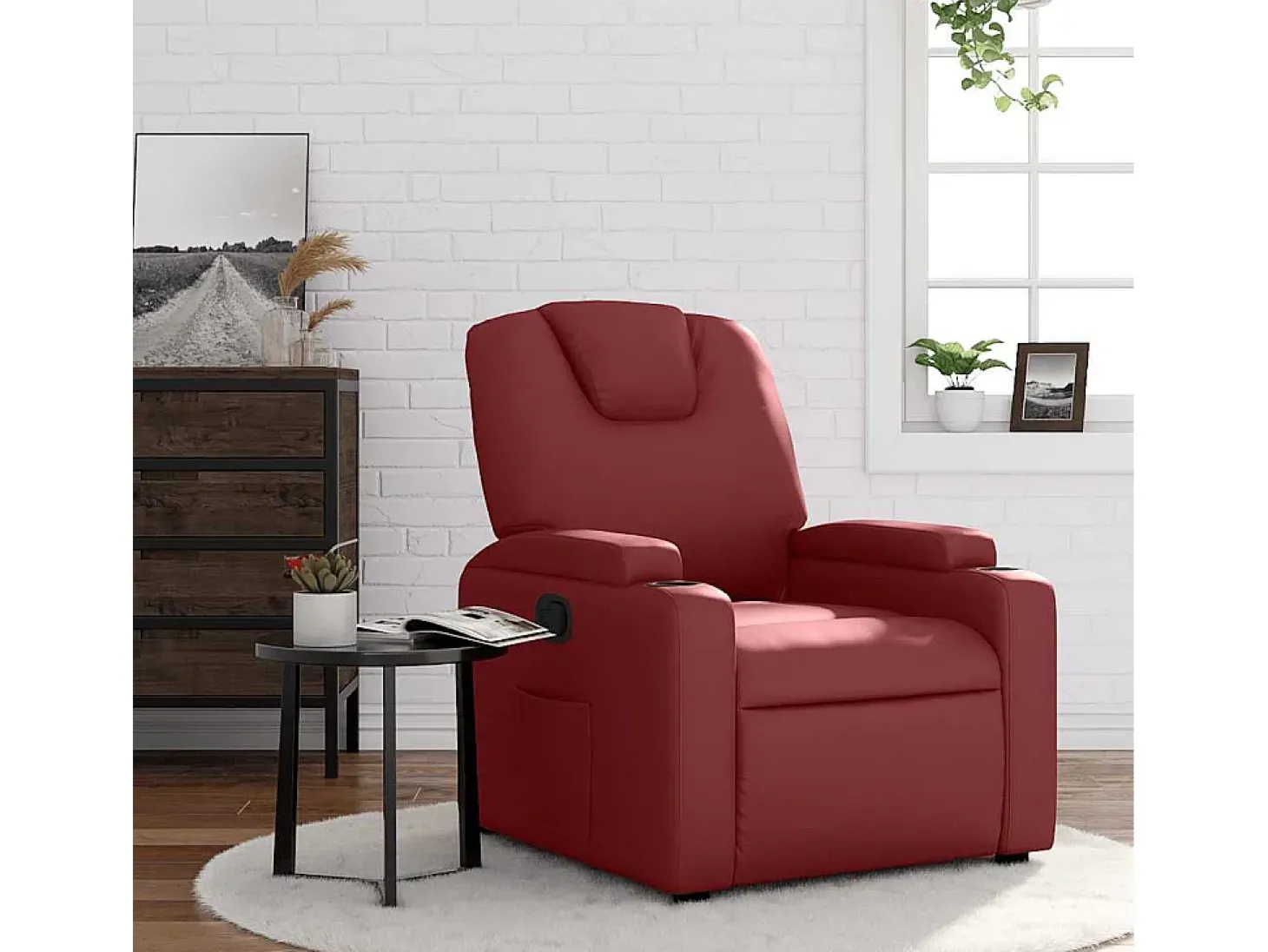 Poltrona reclinável couro artificial vermelho tinto SHL521966
