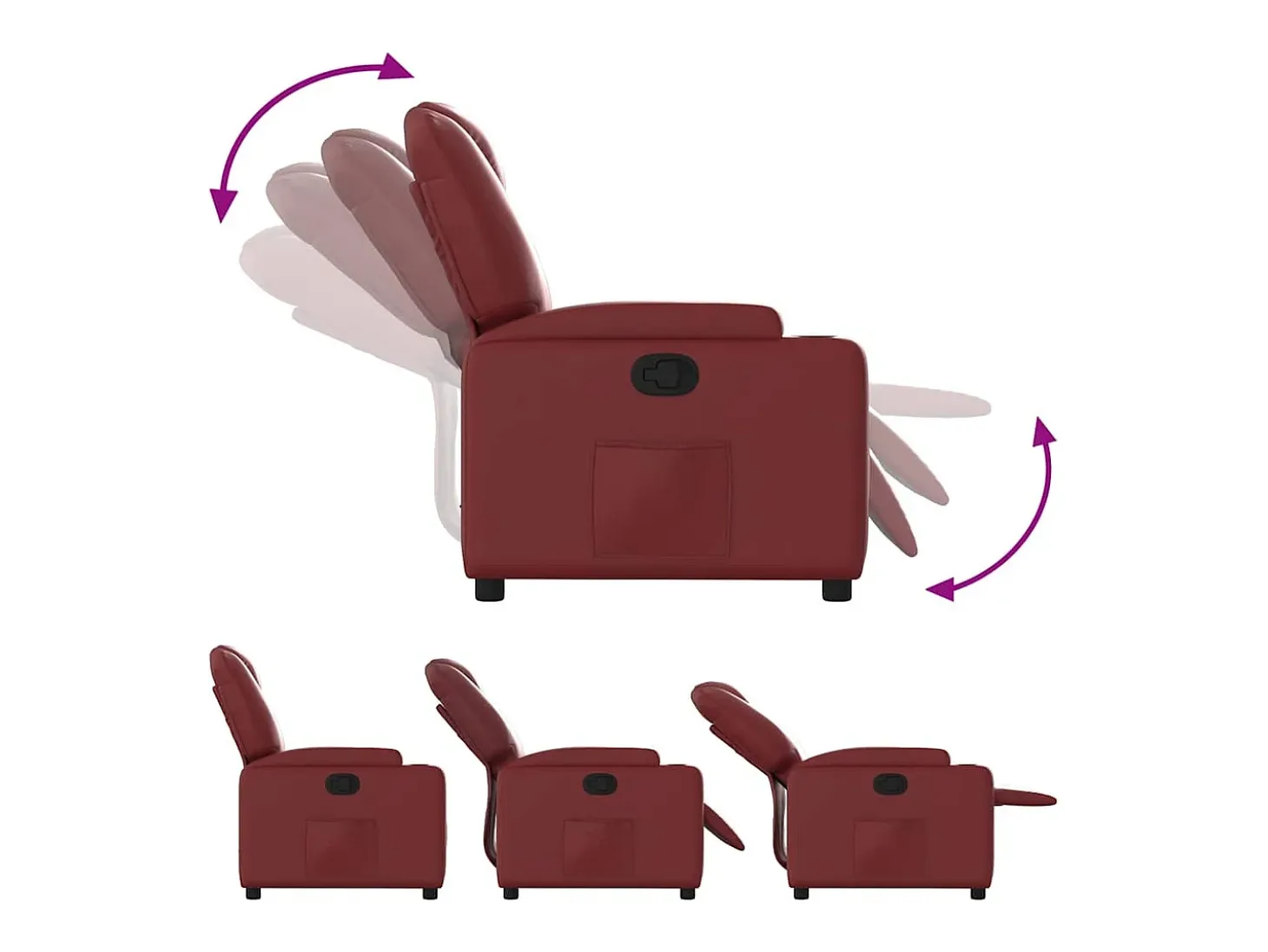 Poltrona reclinável couro artificial vermelho tinto SHL521966