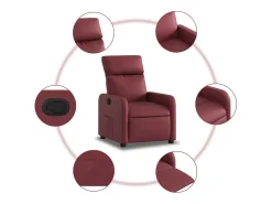 Poltrona reclinável couro artificial vermelho tinto PT524229