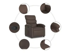Poltrona reclinável couro artificial castanho