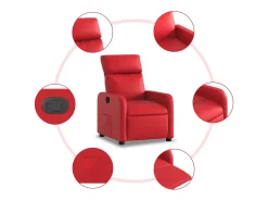 Poltrona reclinável couro artificial vermelho SHL456522