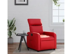 Poltrona reclinável couro artificial vermelho SHL456522