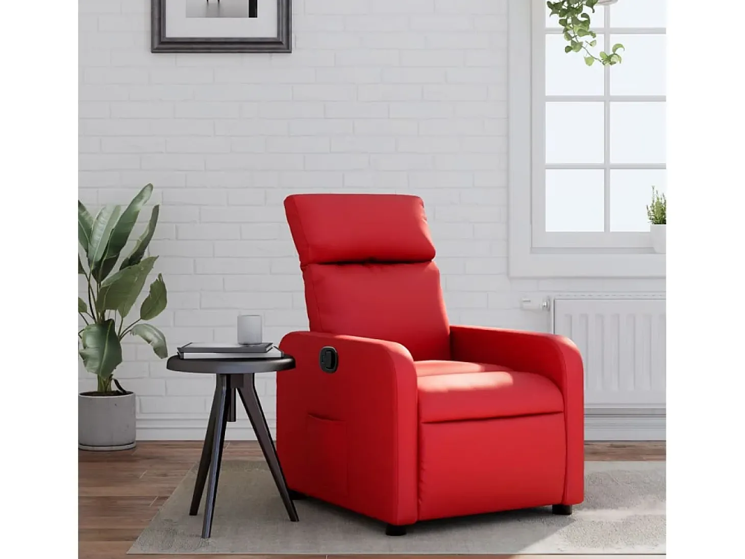 Poltrona reclinável couro artificial vermelho SHL456522