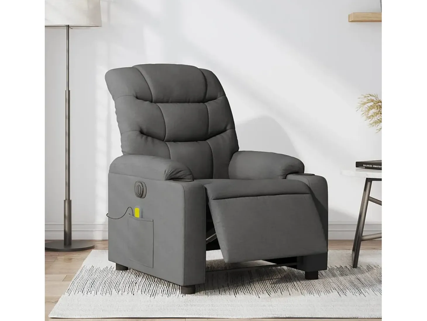 Poltrona reclinável de massagens elétrica tecido cinza-escuro SHL991235