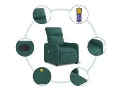 Poltrona reclinável de massagens elétrica tecido verde-escuro SHL217937