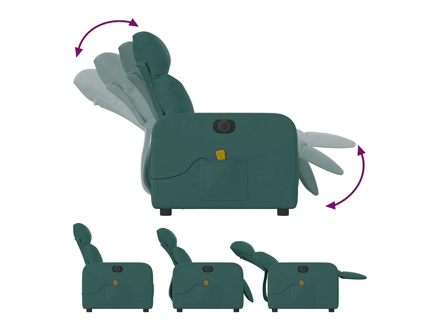 Poltrona reclinável de massagens elétrica tecido verde-escuro SHL217937