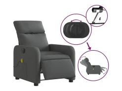 Poltrona reclinável de massagens elétrica tecido cinza-escuro SHL404258