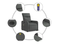 Poltrona reclinável de massagens elétrica tecido cinza-escuro SHL404258