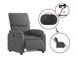 Poltrona reclinável de massagens elétrica tecido cinza-escuro SHL318095