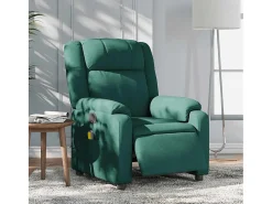 Poltrona reclinável de massagens elétrica tecido verde-escuro SHL873722