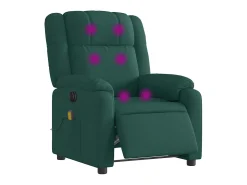 Poltrona reclinável de massagens elétrica tecido verde-escuro SHL873722