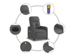 Poltrona reclinável de massagens elétrica tecido cinza-escuro SHL170623