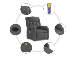 Poltrona reclinável de massagens elétrica tecido cinza-escuro SHL646076