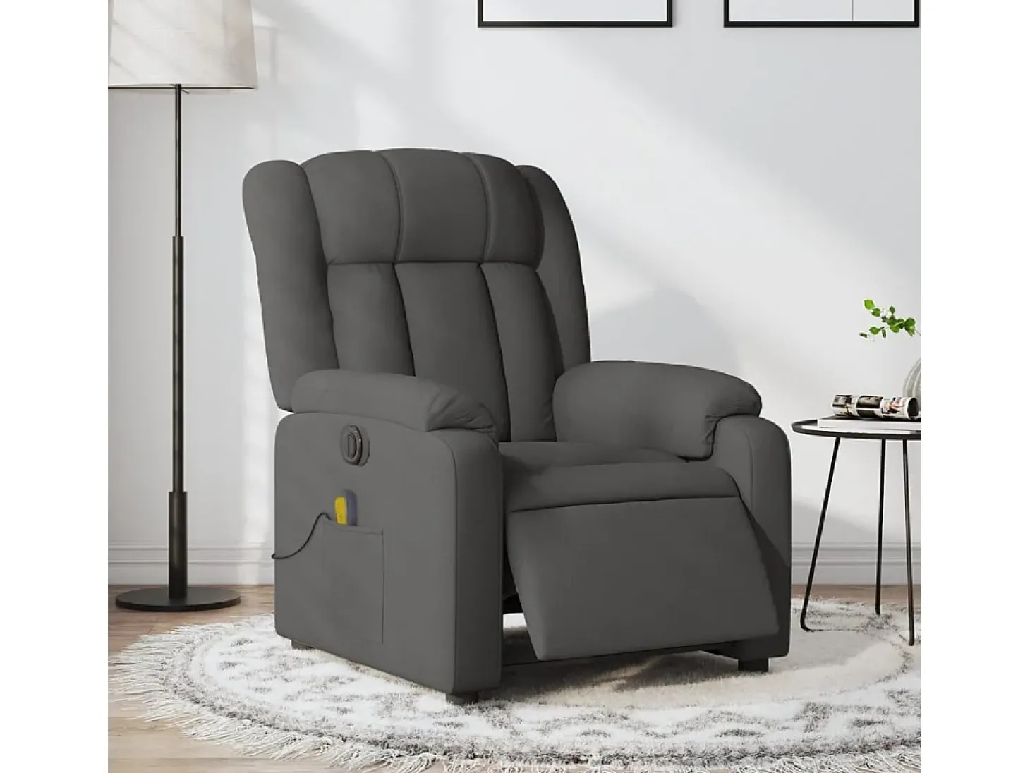 Poltrona reclinável de massagens elétrica tecido cinza-escuro SHL646076