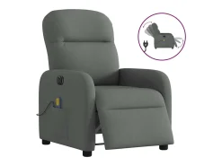 Poltrona reclinável de massagens elétrica tecido cinza-escuro SHL240922