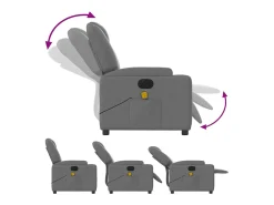 Poltrona reclinável de massagens elétrica tecido cinza-escuro SHL851206