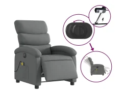 Poltrona reclinável de massagens elétrica tecido cinza-escuro SHL348393