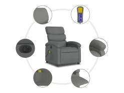 Poltrona reclinável de massagens elétrica tecido cinza-escuro SHL348393