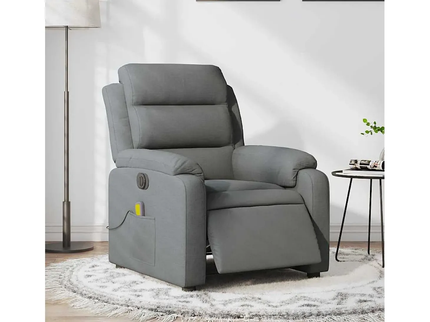 Poltrona reclinável de massagens elétrica tecido cinza-escuro SHL615806