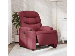Poltrona reclinável de massagens elétrica tecido vermelho tinto SHL674043