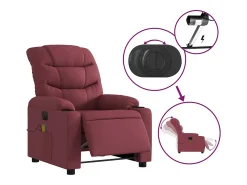 Poltrona reclinável de massagens elétrica tecido vermelho tinto SHL674043