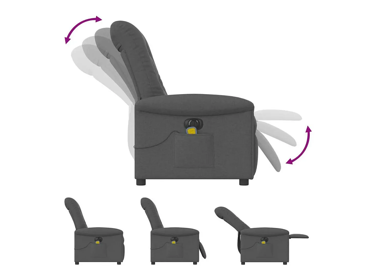 Poltrona reclinável de massagens elétrica tecido cinza-escuro SHL855675