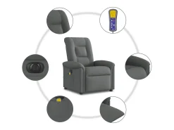 Poltrona reclinável de massagens elétrica tecido cinza-escuro SHL855675