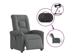 Poltrona reclinável de massagens elétrica tecido cinza-escuro SHL855675