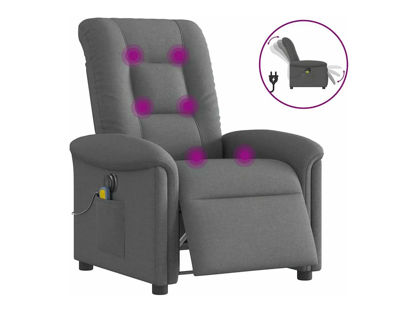 Poltrona reclinável de massagens elétrica tecido cinza-escuro SHL855675