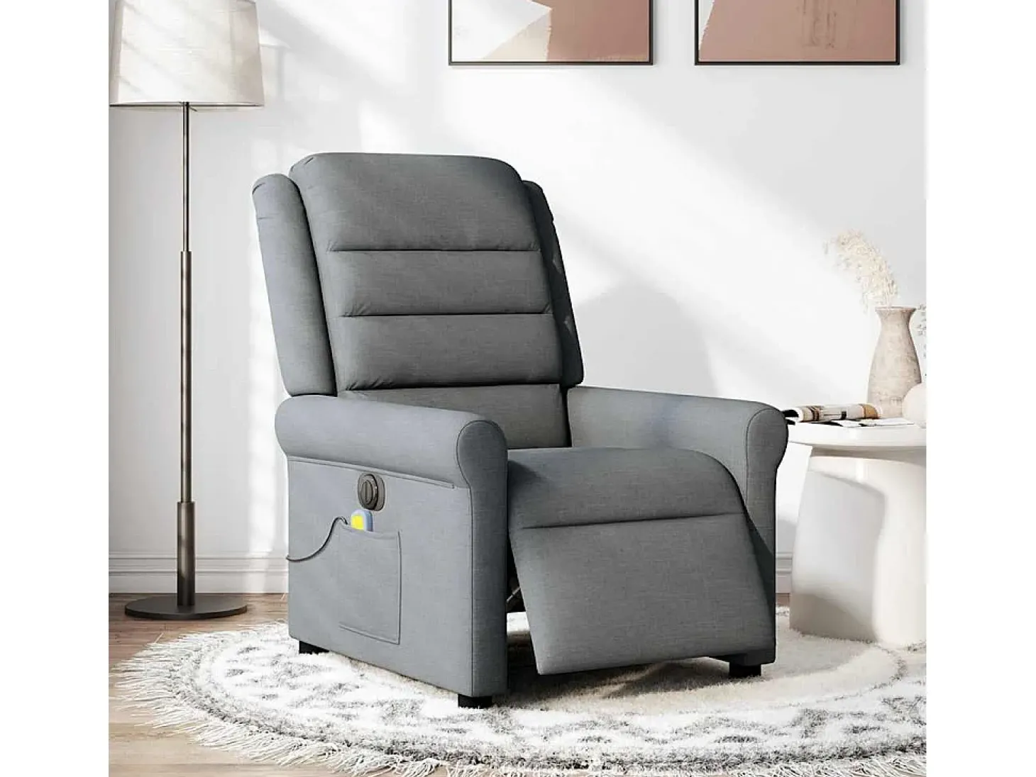 Poltrona reclinável de massagens elétrica tecido cinza-escuro SHL944028