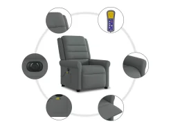 Poltrona reclinável de massagens elétrica tecido cinza-escuro SHL944028