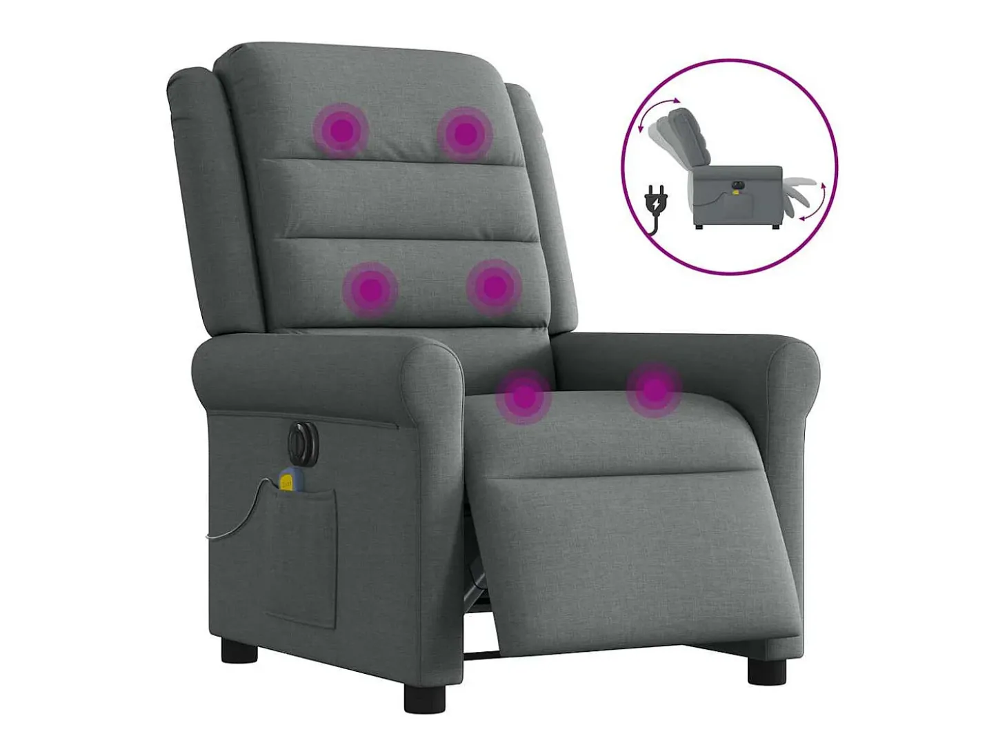 Poltrona reclinável de massagens elétrica tecido cinza-escuro SHL944028