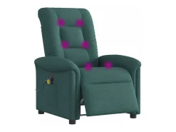Poltrona reclinável de massagens elétrica tecido verde-escuro SHL783868