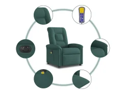 Poltrona reclinável de massagens elétrica tecido verde-escuro SHL783868