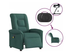 Poltrona reclinável de massagens elétrica tecido verde-escuro SHL783868