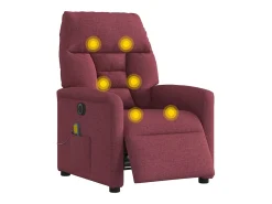 Poltrona reclinável de massagens elétrica tecido vermelho tinto SHL69680
