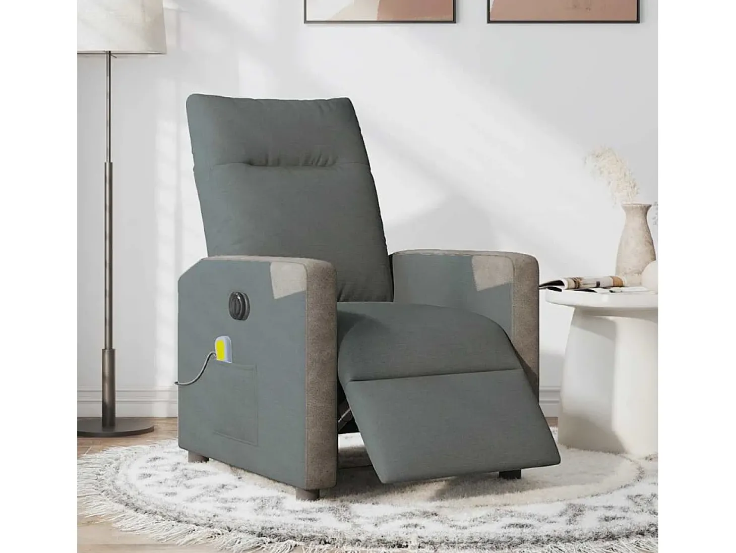 Poltrona reclinável de massagens elétrica tecido cinza-escuro SHL576713