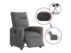 Poltrona reclinável de massagens elétrica tecido cinza-escuro SHL576713