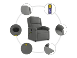 Poltrona reclinável de massagens elétrica tecido cinza-escuro SHL121715